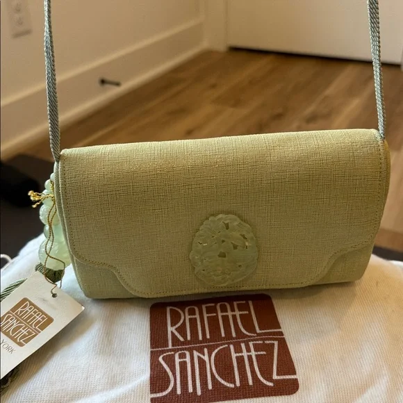 NEW!Vintage Rafael Sanchez Light Green Textured Crossbody Bag - Picture 5 of 5